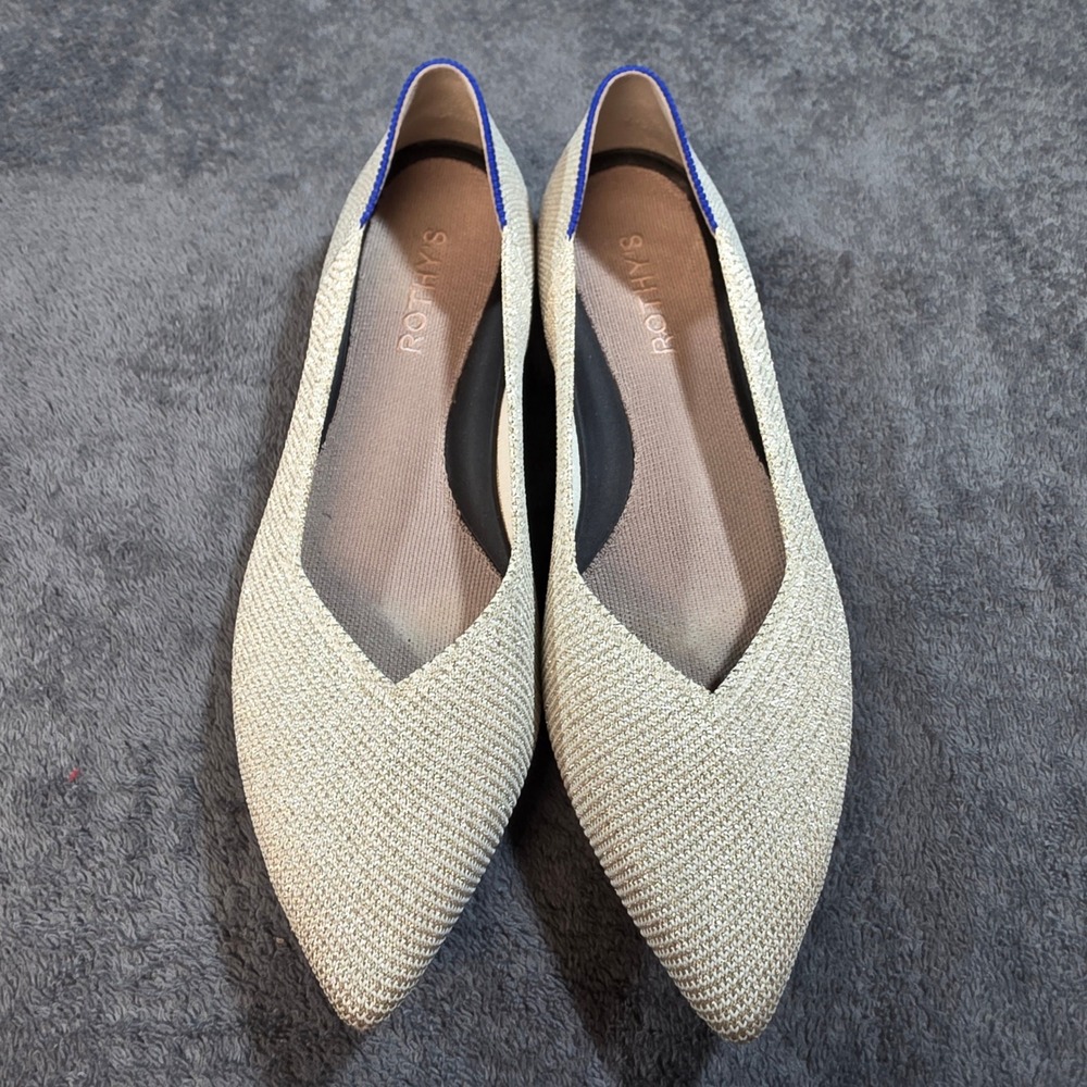 Rothys Flats Womens 8 The Point II Diamond Twill Pointed Preppy Quiet Luxury